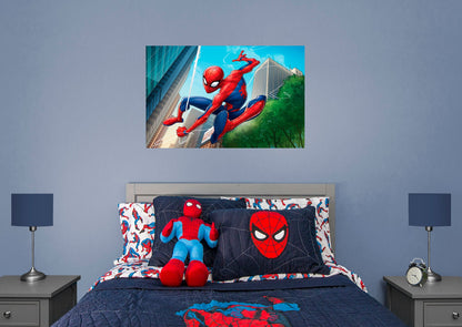 Spider-Man:  Everygreen Flying Sky Mural        - Officially Licensed Marvel Removable Wall   Adhesive Decal