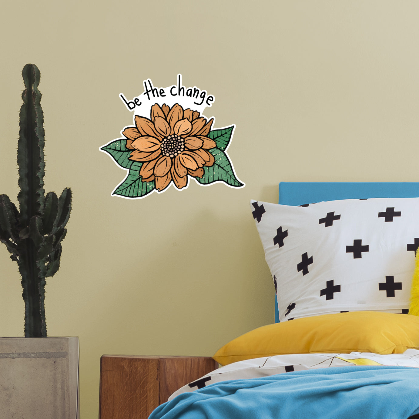Be The Change Sunflower        - Officially Licensed Big Moods Removable     Adhesive Decal