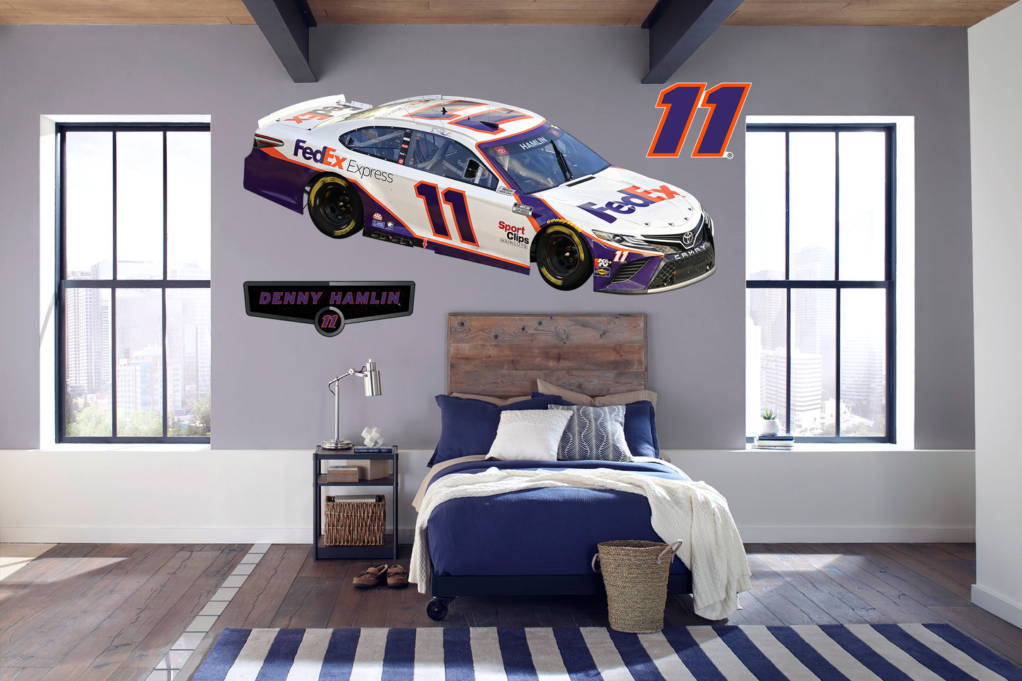 Denny Hamlin - RealBig FedEx Car Collection - Official NASCAR - Reusable Vinyl Wall Decals