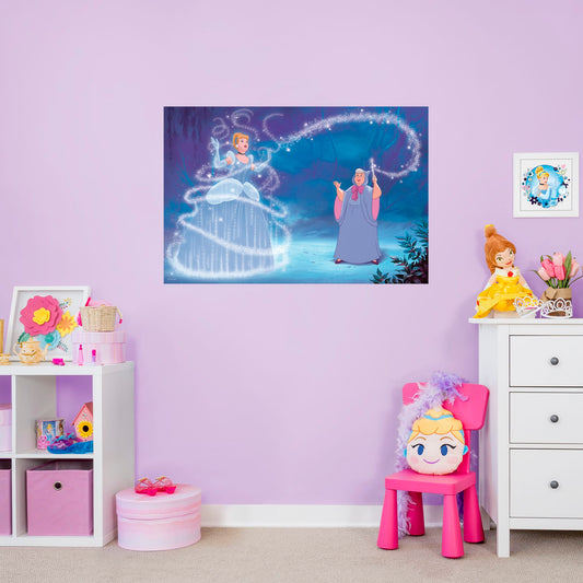 Cinderella: Cinderella and Fairy Godmother Bibbidi-Bobbidi-Boo Mural        - Officially Licensed Disney Removable Wall   Adhesive Decal