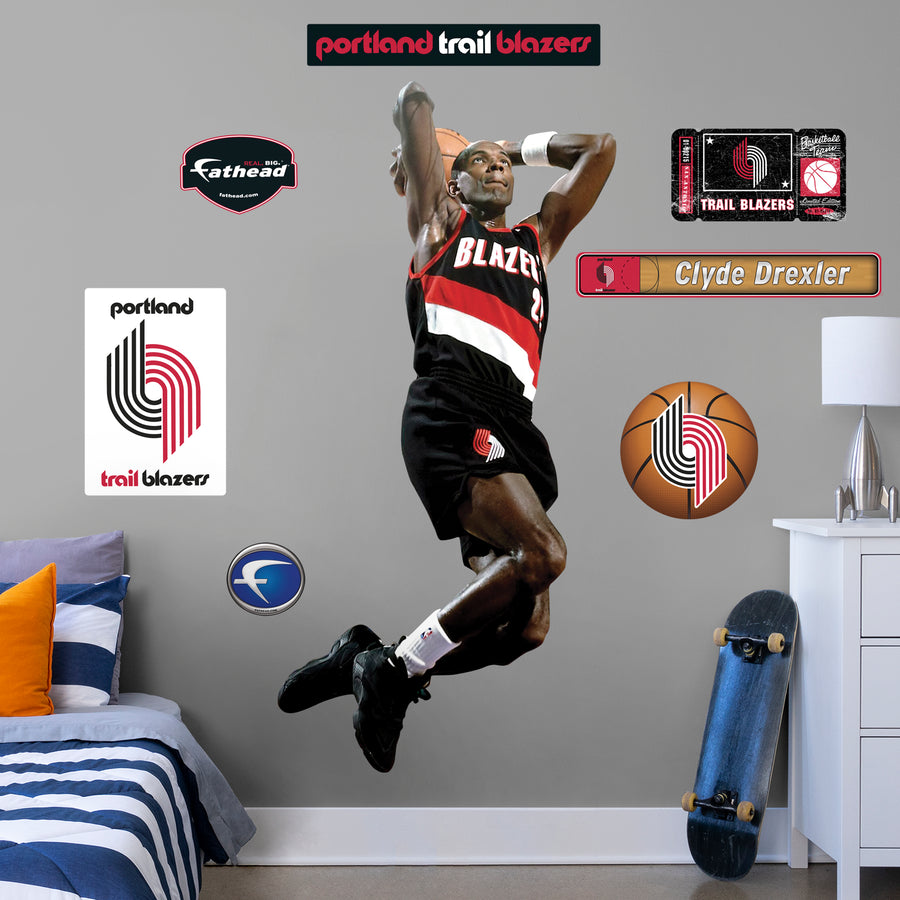 Clyde Drexler - RealBig Legend Collection - Official NBA - Reusable Vinyl Wall Decals