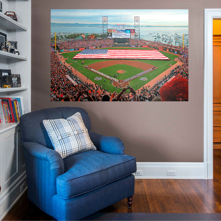 AT&T Park American Flag Mural - Peel & Stick Poster - Official MLB - San Francisco Giants - Reusable Vinyl Wall Decal