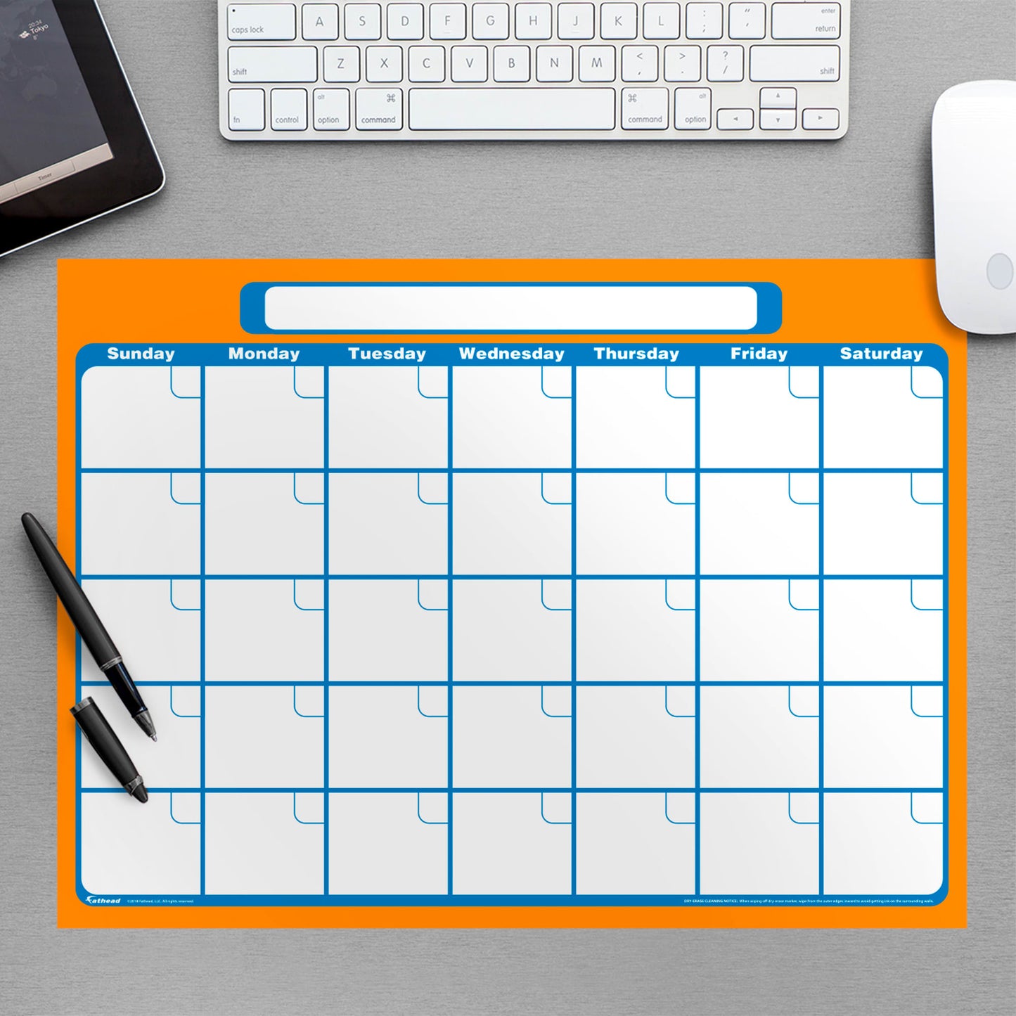 One Month Calendar     Dry Erase  -   Removable Wall   Adhesive Decal