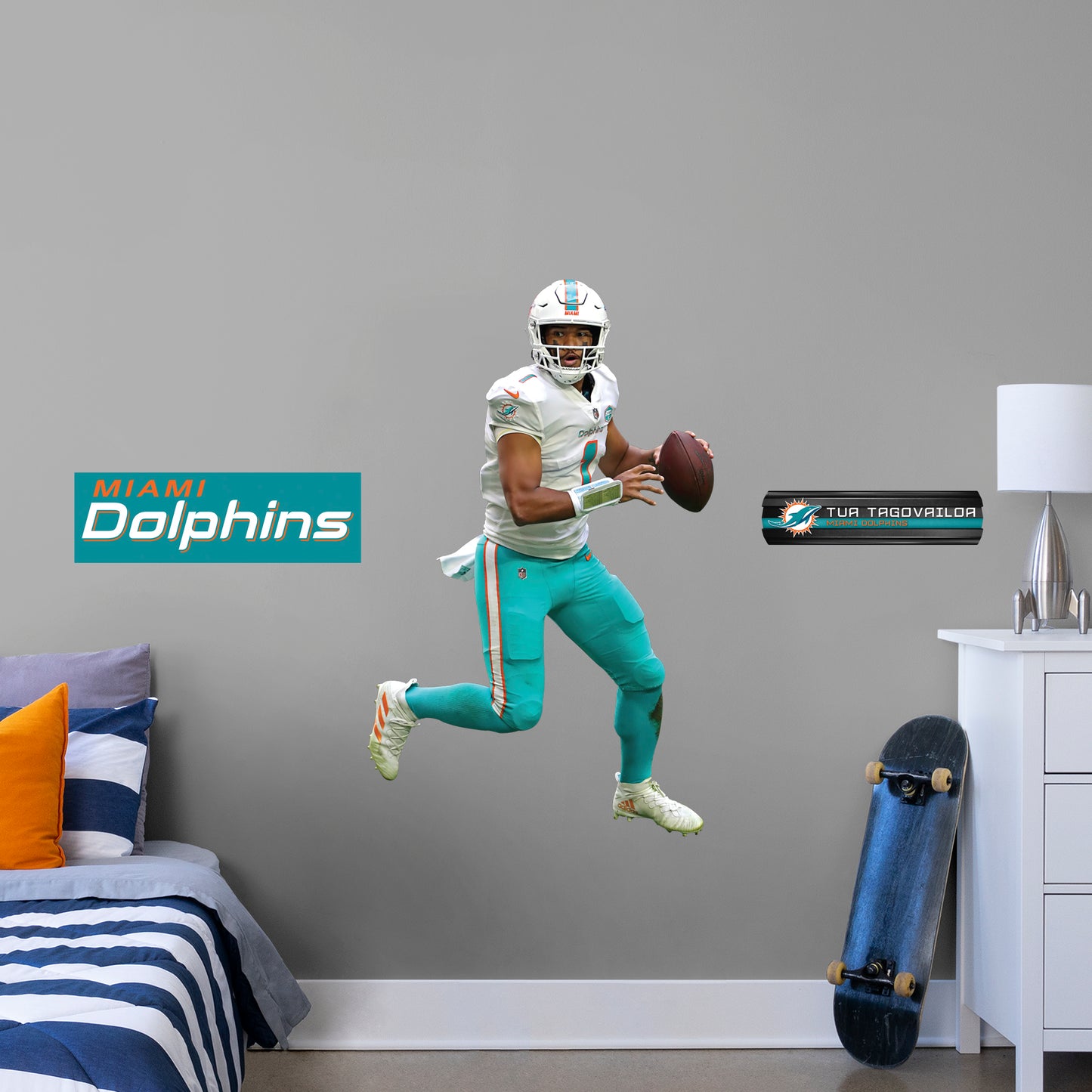 Miami Dolphins: Tua Tagovailoa         - Officially Licensed NFL Removable Wall   Adhesive Decal
