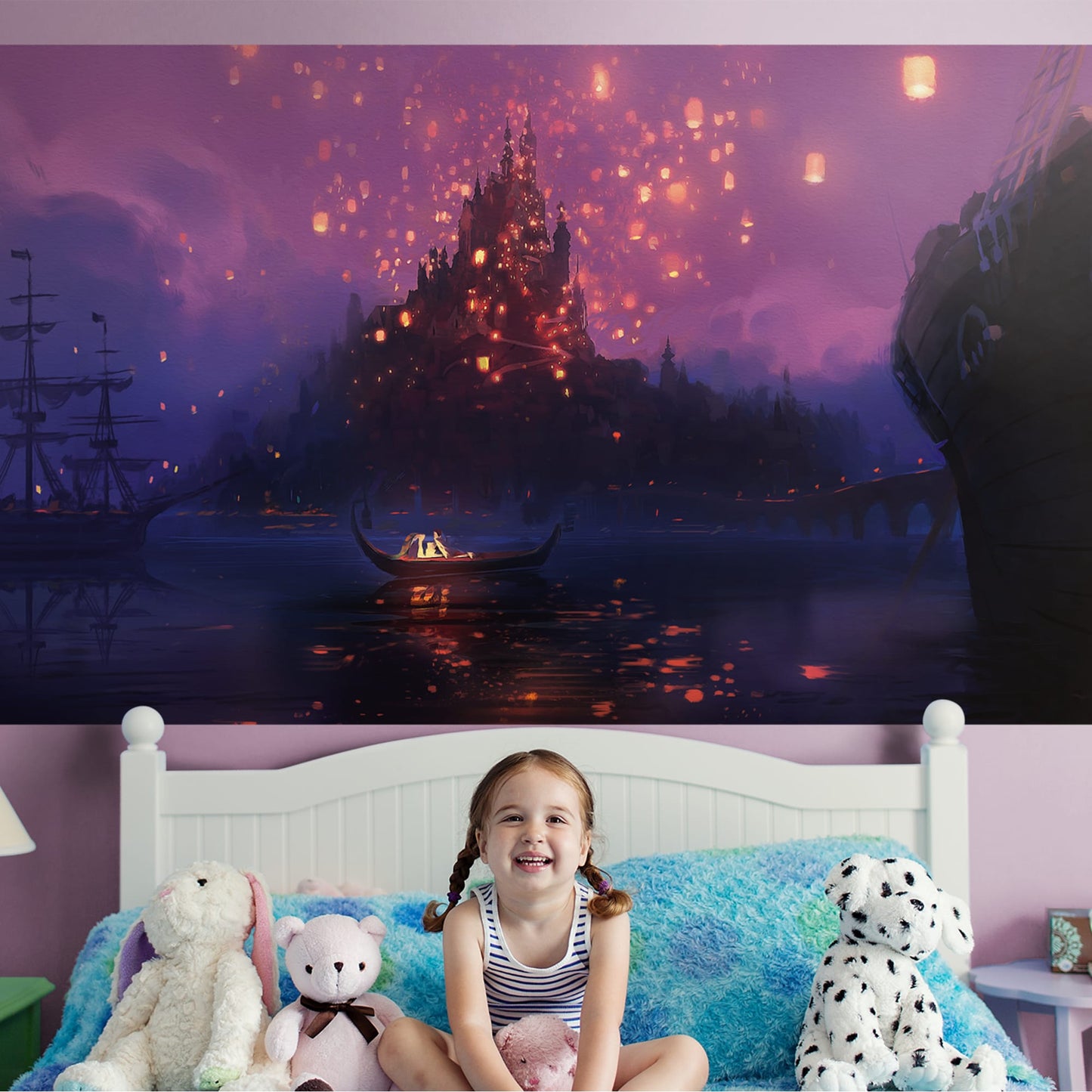 Tangled:  Painted Lanterns Mural        - Officially Licensed Disney Removable Wall   Adhesive Decal