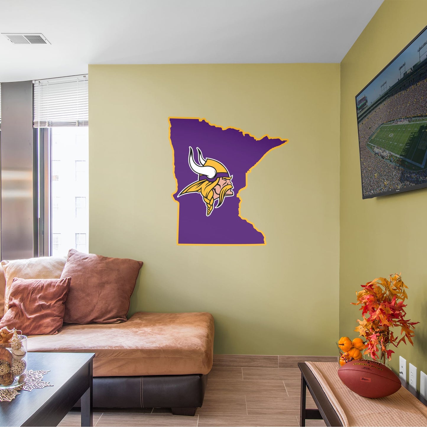 Minnesota Vikings:  State of Minnesota Logo        - Officially Licensed NFL Removable Wall   Adhesive Decal