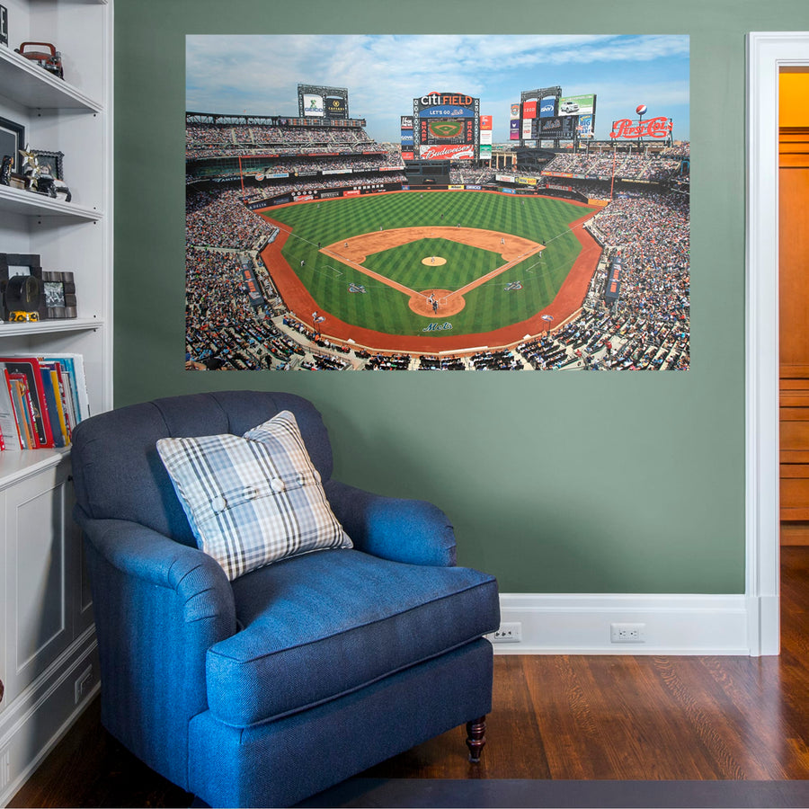 Behind Home Plate Mural - Peel & Stick Poster - Official MLB - New York Mets - Reusable Vinyl Wall Decal
