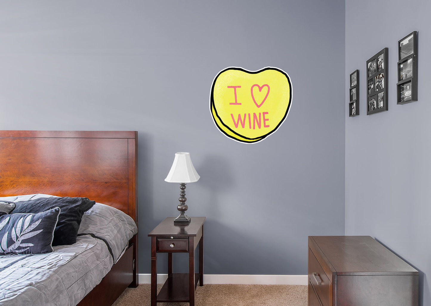 I Love Wine Heart        - Officially Licensed Big Moods Removable     Adhesive Decal