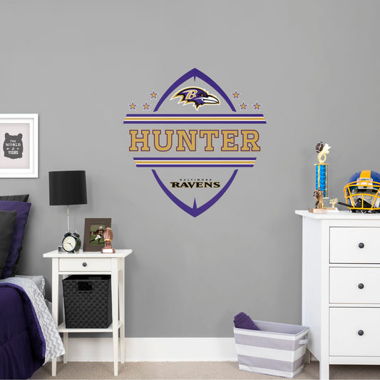 Baltimore Ravens: Baltimore Ravens Personalized Name        - Officially Licensed NFL Removable Wall   Adhesive Decal