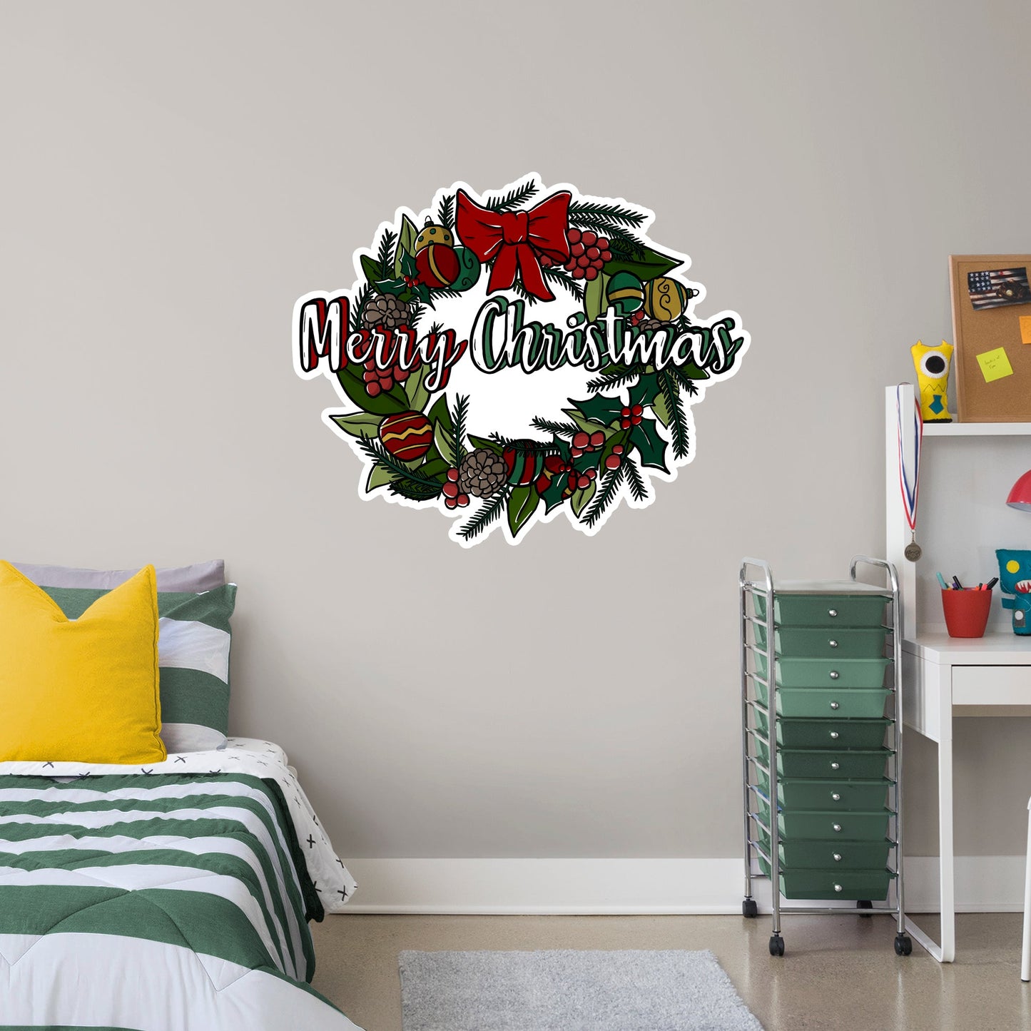 Merry Christmas Wreath        - Officially Licensed Big Moods Removable     Adhesive Decal