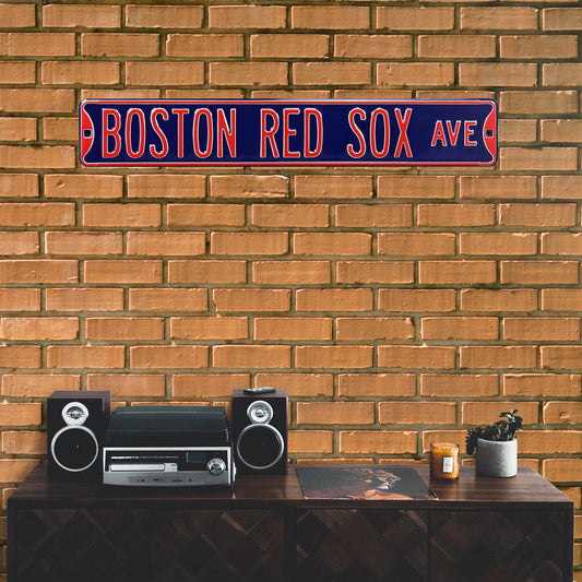 Boston Red Sox Steel Street Sign-BOSTON RED SOX AVE on navy