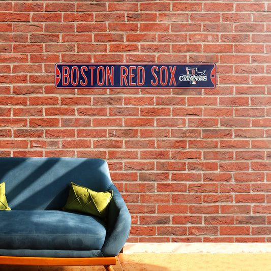 Boston Red Sox Steel Street Sign with Logo-BOSTON RED SOX 2013 Champions