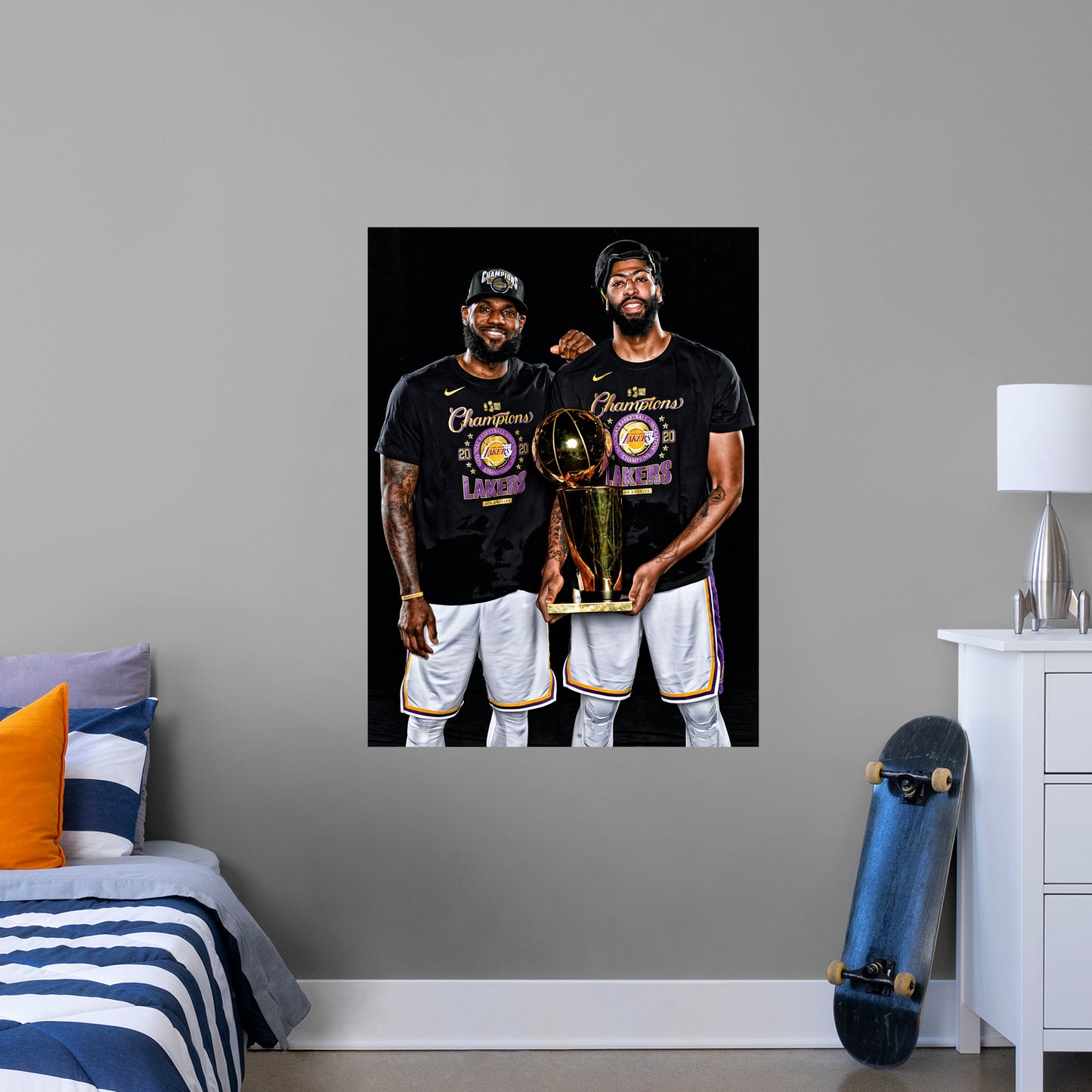 Los Angeles Lakers: Lebron James and Anthony Davis 2020 Trophy Mural        - Officially Licensed NBA Removable Wall   Adhesive Decal