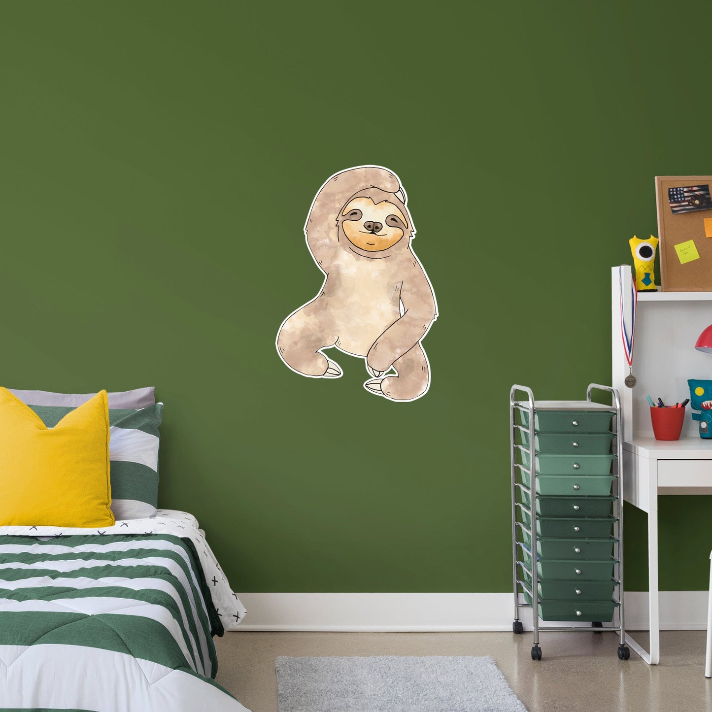Sloth Watercolor        - Officially Licensed Big Moods Removable     Adhesive Decal