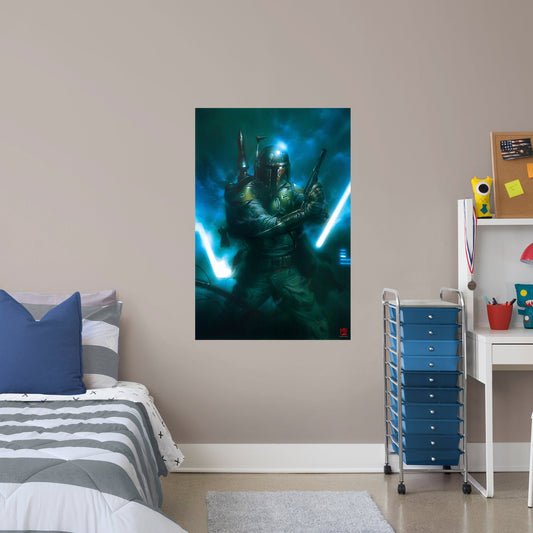Boba Fett Night Battle Mural        - Officially Licensed Star Wars Removable Wall   Adhesive Decal