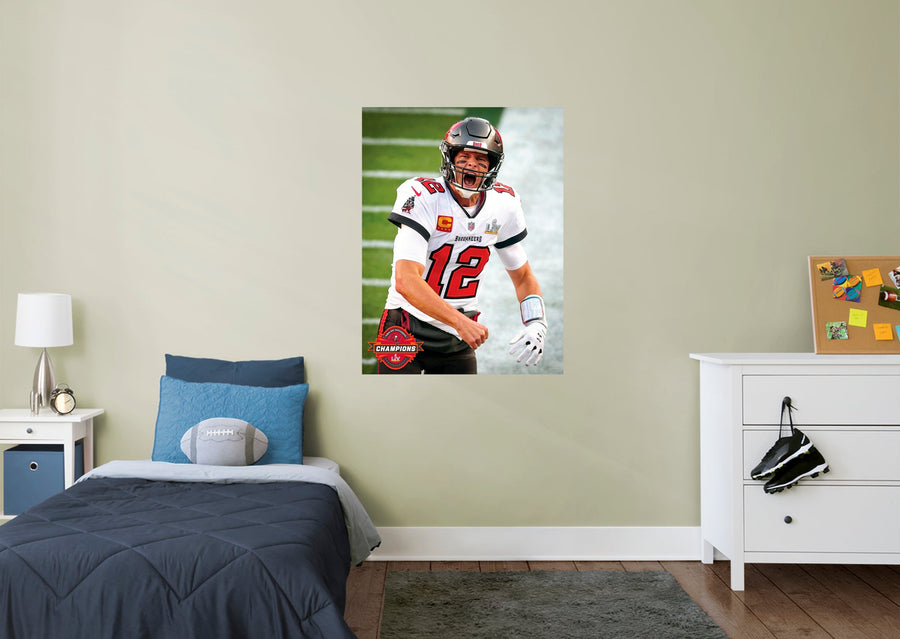 Tom Brady - Super Bowl LV Celebration - Peel & Stick Poster - Official NFL - Tampa Bay Buccaneers - Reusable Vinyl Wall Decal