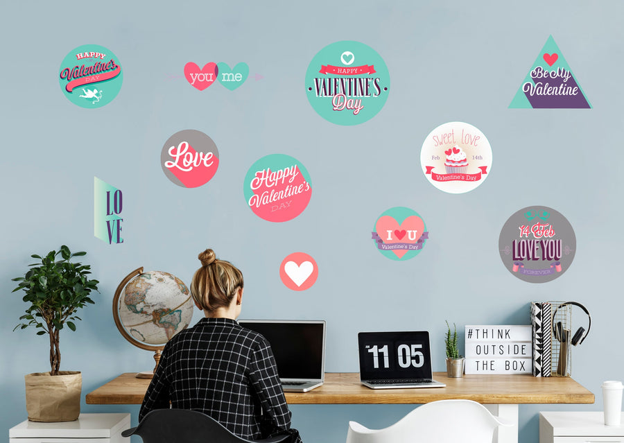 Valentine's Day:  Badges        -   Removable     Adhesive Decal