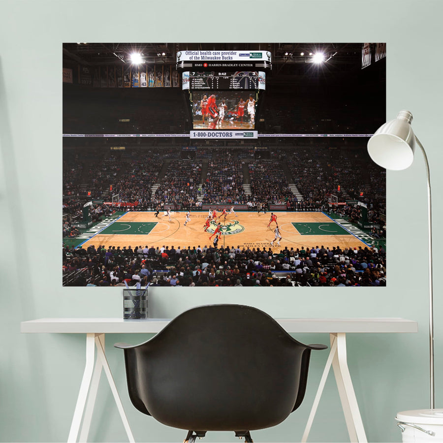 Arena Mural - Peel & Stick Poster - Official NBA - Milwaukee Bucks - Reusable Vinyl Wall Decal