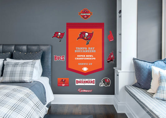 Tampa Bay Buccaneers:  2021 Super Bowl Championships Banne        - Officially Licensed NFL Removable     Adhesive Decal