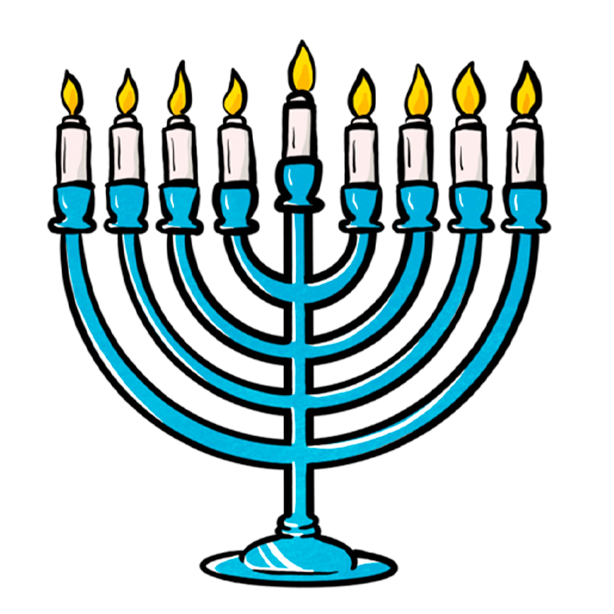 Joyeux Hanukkah Menorah Dessin Animé Coloré Clipart  Vecteur Premium