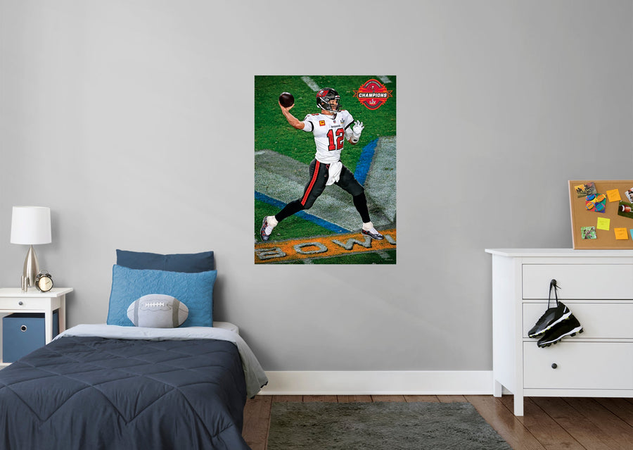 Tom Brady - Super Bowl LV Pass - Peel & Stick Poster - Official NFL - Tampa Bay Buccaneers - Reusable Vinyl Wall Decal