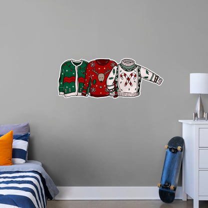 Three Holiday Sweaters        - Officially Licensed Big Moods Removable     Adhesive Decal