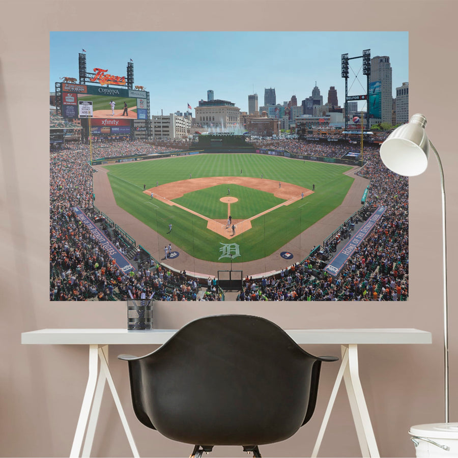 Behind Home Plate Mural - Peel & Stick Poster - Official MLB - Detroit Tigers - Reusable Vinyl Wall Decal