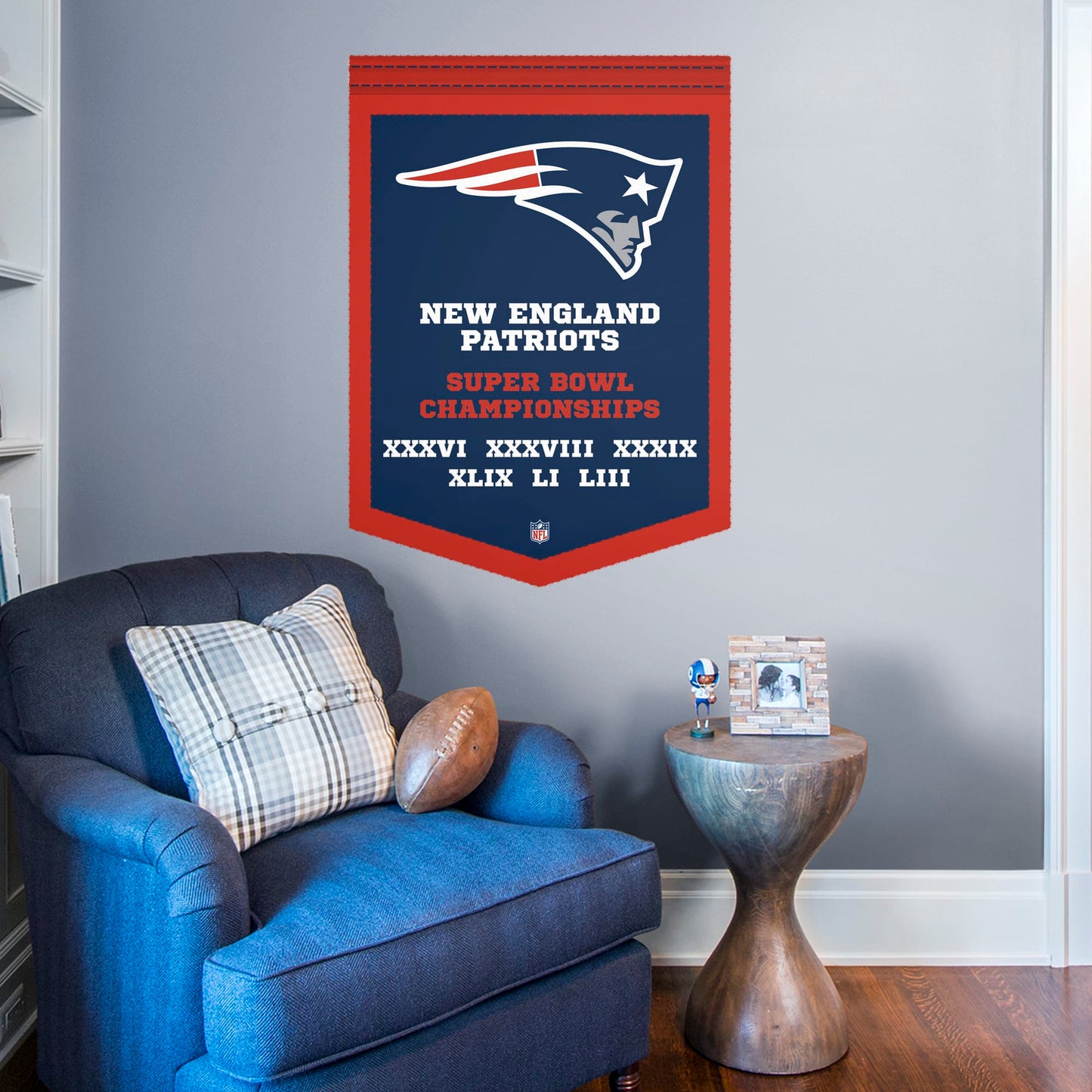 New England Patriots:  Super Bowl Championships Banner Logo        - Officially Licensed NFL Removable Wall   Adhesive Decal