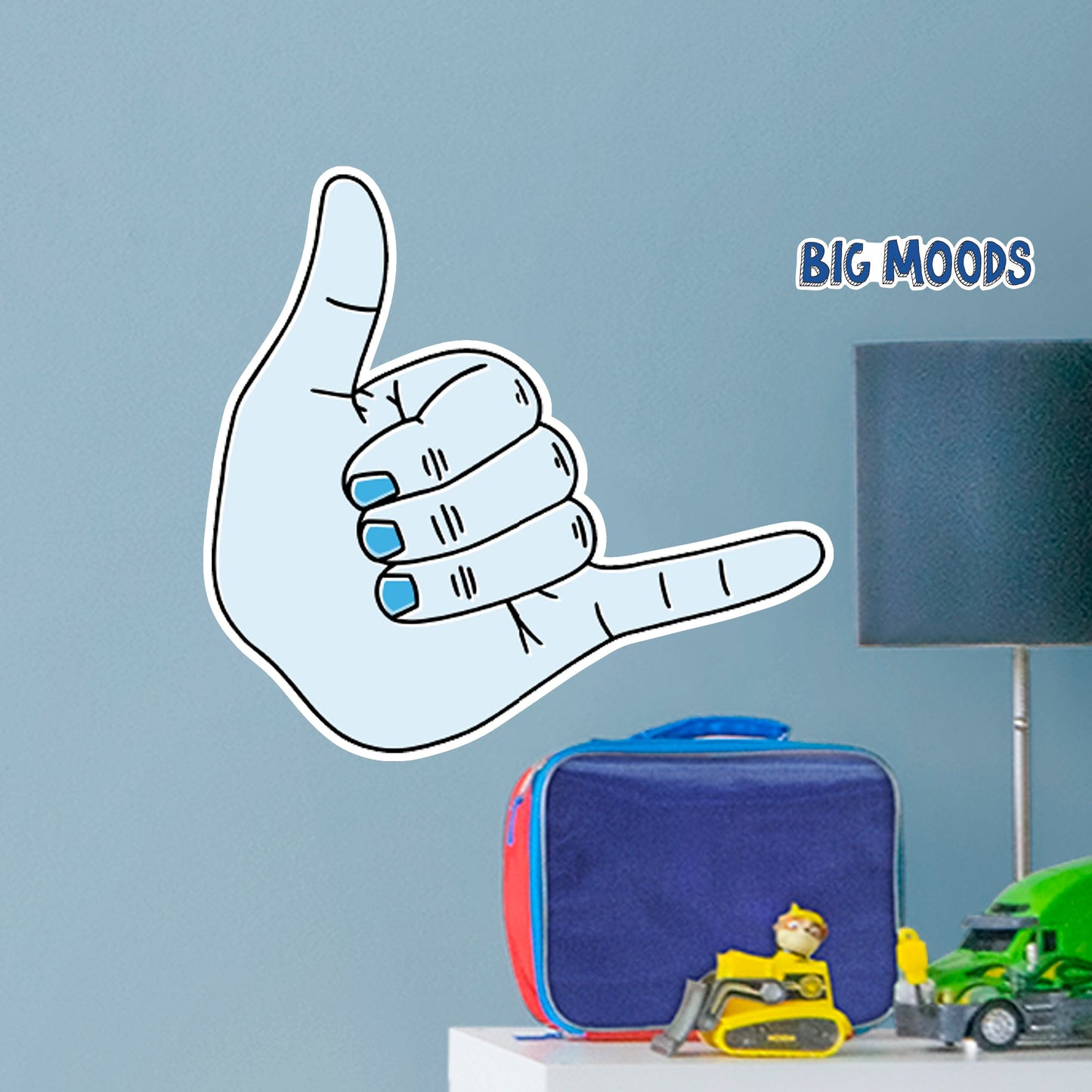 Hang Loose Gesture (Blue)        - Officially Licensed Big Moods Removable     Adhesive Decal