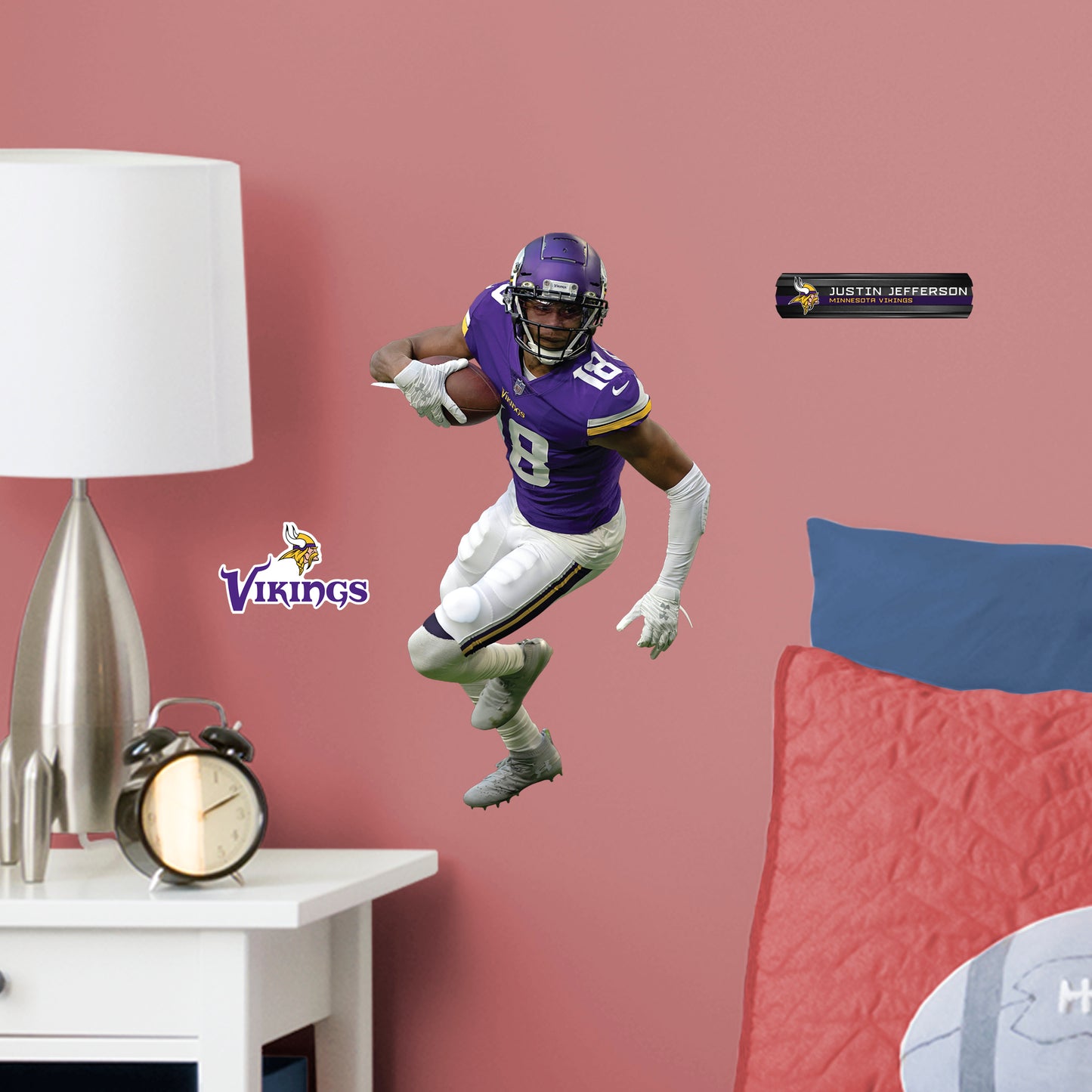 Minnesota Vikings: Justin Jefferson         - Officially Licensed NFL Removable Wall   Adhesive Decal