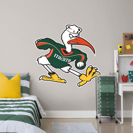 U of Miami: Miami Hurricanes Sebastian Mascot (Illustrated)        - Officially Licensed NCAA Removable     Adhesive Decal