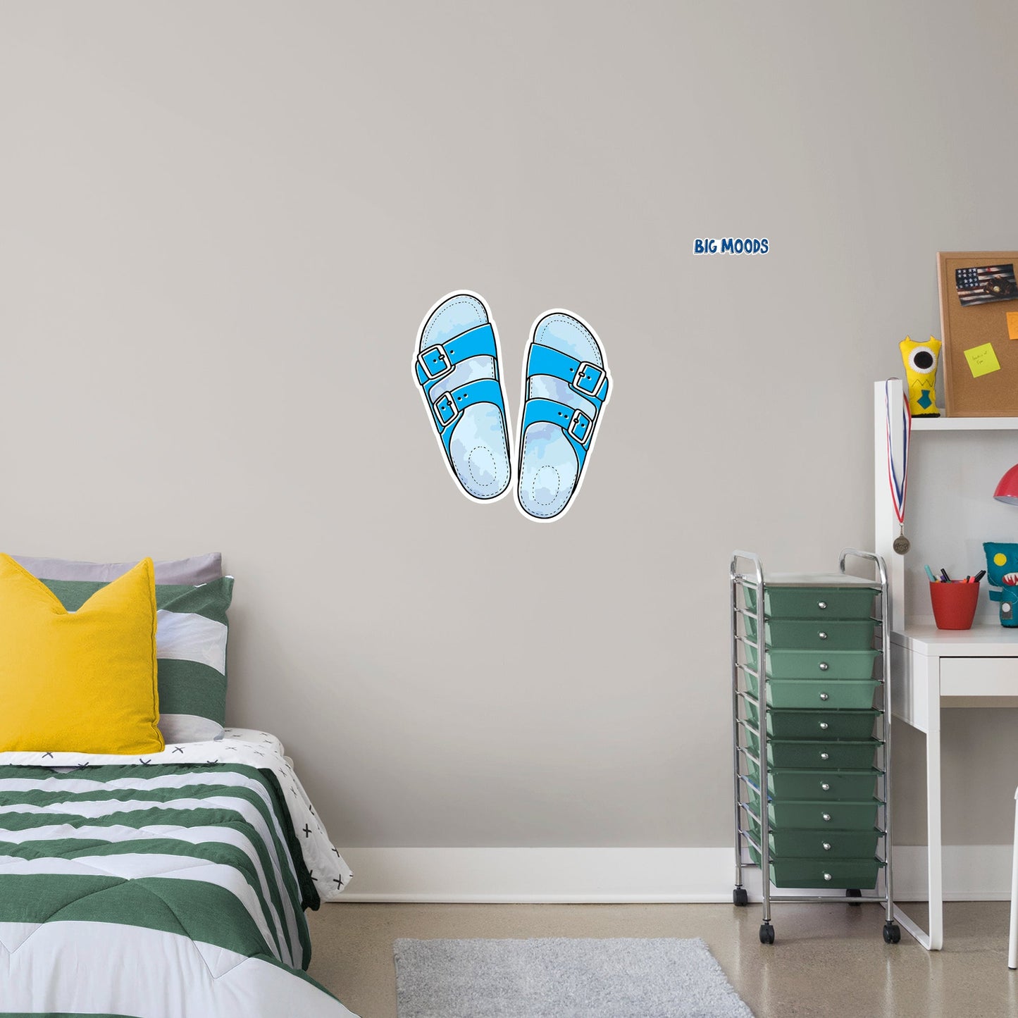 Sandals (Blue)        - Officially Licensed Big Moods Removable     Adhesive Decal