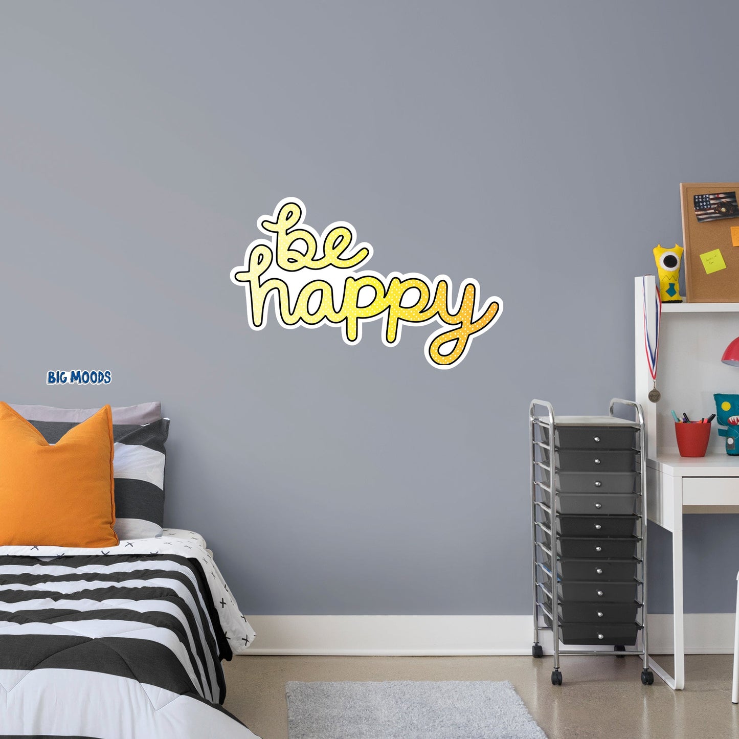 Be Happy (Yellow)        - Officially Licensed Big Moods Removable     Adhesive Decal