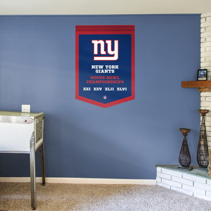 New York Giants:  Super Bowl Champions Banner        - Officially Licensed NFL Removable Wall   Adhesive Decal