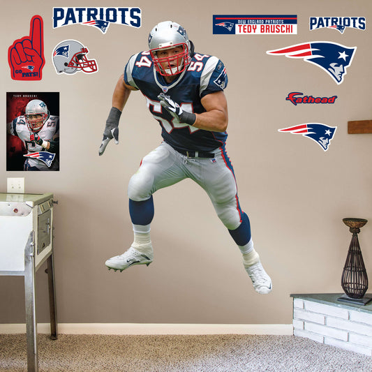 New England Patriots: Tedy Bruschi Legend        - Officially Licensed NFL Removable Wall   Adhesive Decal