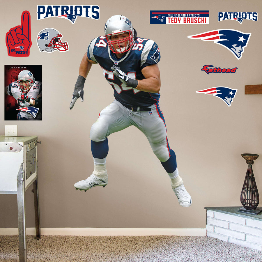 Tedy Bruschi - RealBig Legend Collection - Official NFL - New England Patriots - Reusable Vinyl Wall Decals