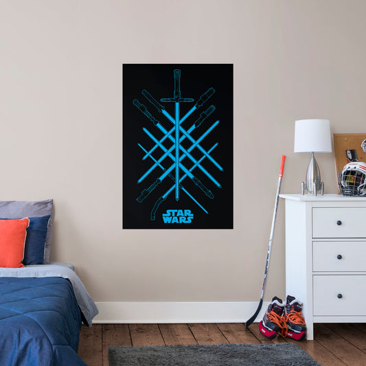 Crossed Lightsabers Mural        - Officially Licensed Star Wars Removable Wall   Adhesive Decal