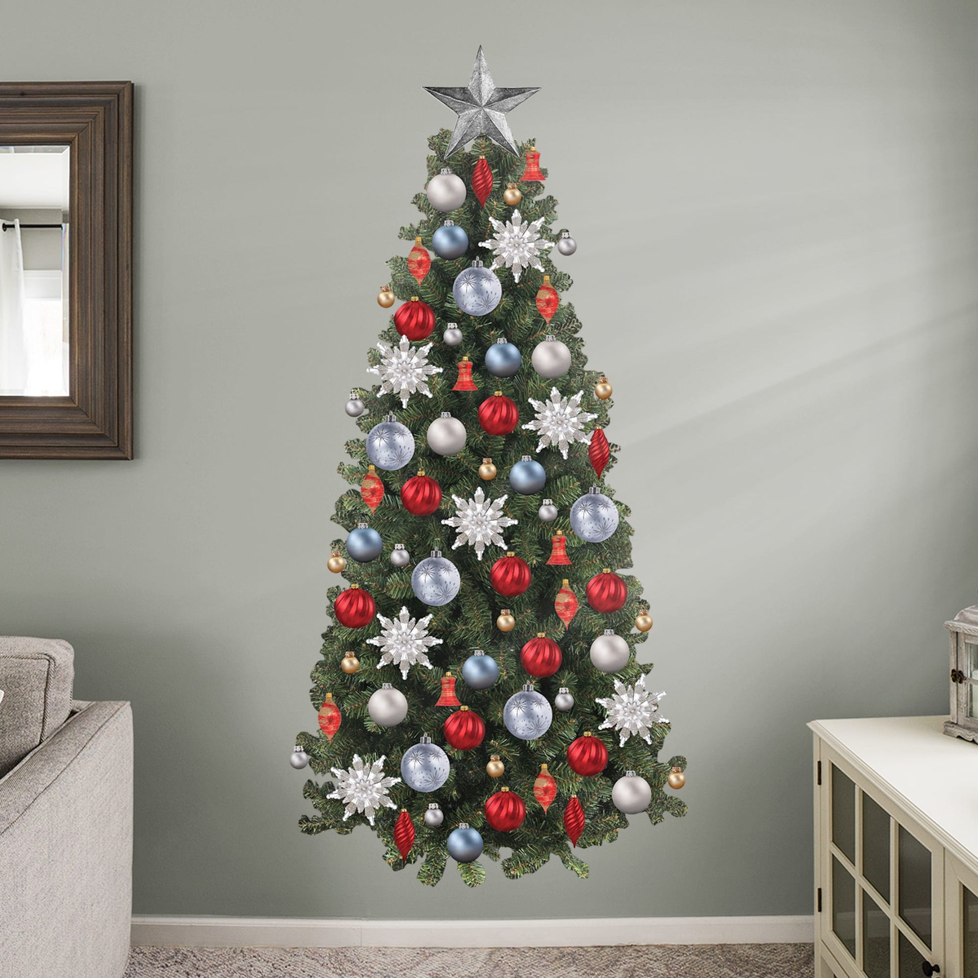 Christmas Tree Stickers, Christmas Tree and Merry Christmas Gifts Wall  Decals, PVC Wall Clings Window Decoration 