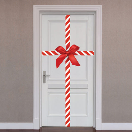 Striped Gift Bow        -   Removable     Adhesive Decal