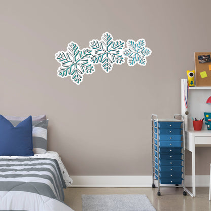 Three Teal Snowflakes        - Officially Licensed Big Moods Removable     Adhesive Decal