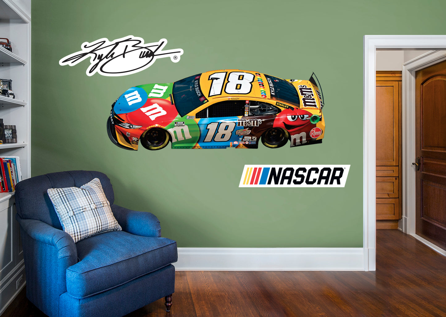 Kyle Busch 2021 M&Ms Car        - Officially Licensed NASCAR Removable     Adhesive Decal