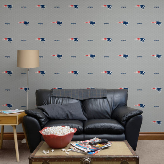 New England Patriots:  Gray Hexagon Pattern        - Officially Licensed NFL  Peel & Stick Wallpaper