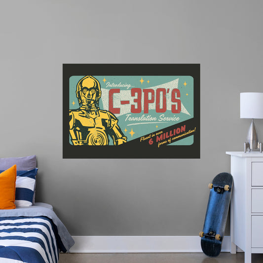 C-3PO Comic Mural        - Officially Licensed Star Wars Removable Wall   Adhesive Decal