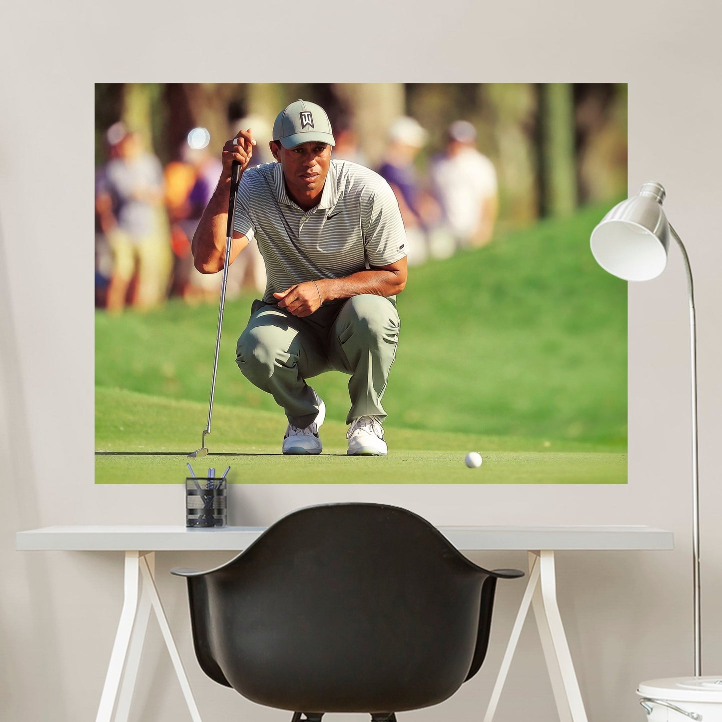 Tiger Woods Putting Mural        - Officially Licensed Tiger Woods Removable Wall   Adhesive Decal