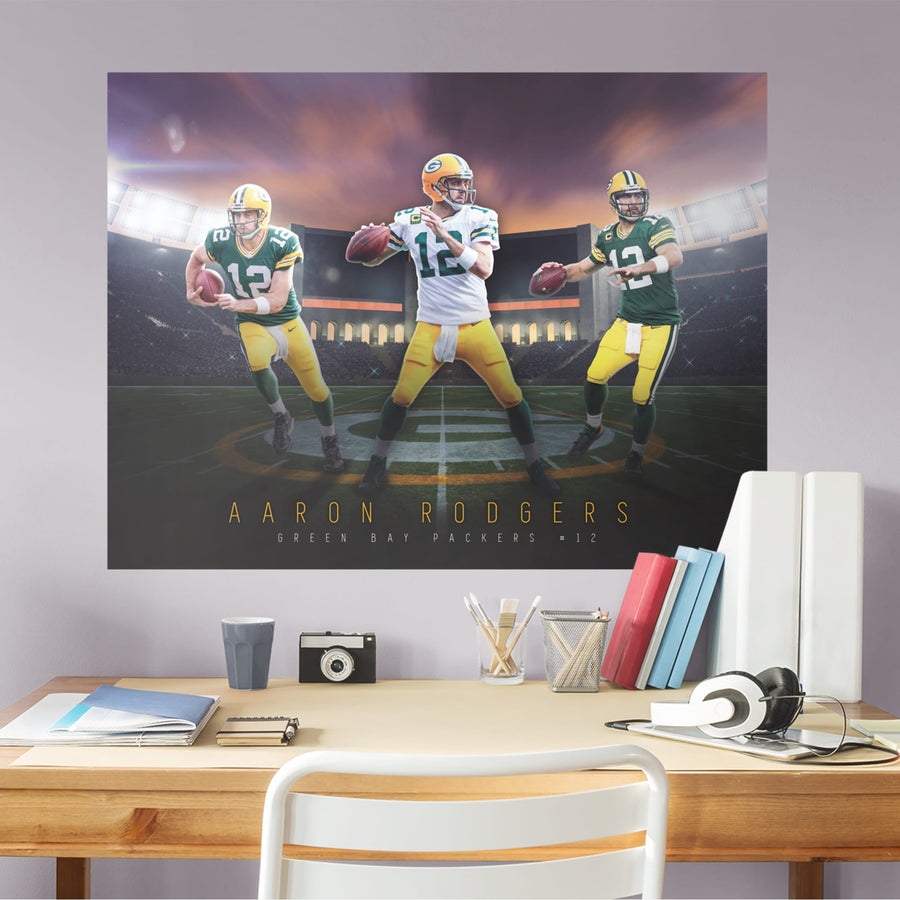 Aaron Rodgers - Peel & Stick Poster - Official NFL - Green Bay Packers - Reusable Vinyl Wall Decal