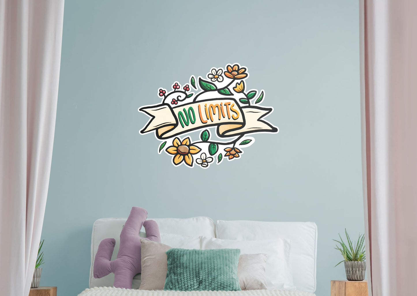 No Limits Floral Banner        - Officially Licensed Big Moods Removable     Adhesive Decal