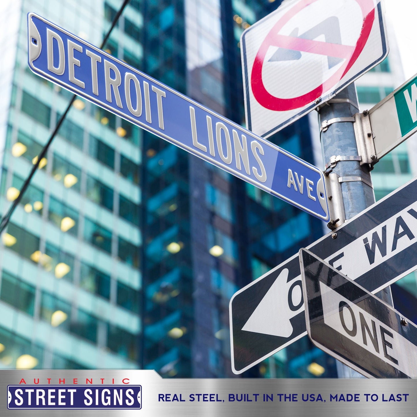 Detroit Lions - DETROIT LIONS AVE - Embossed Steel Street Sign