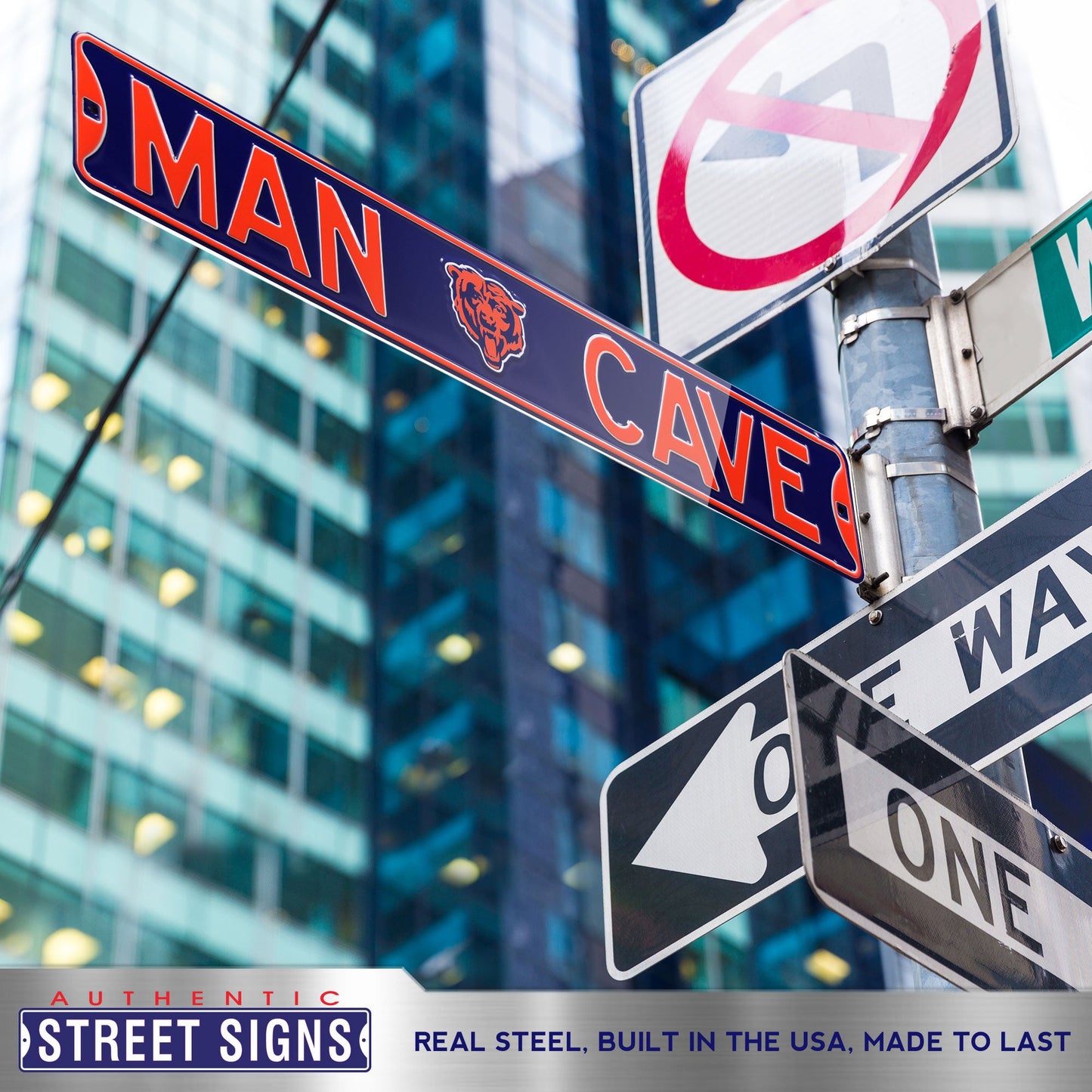 Chicago Bears - MAN CAVE - Embossed Steel Street Sign