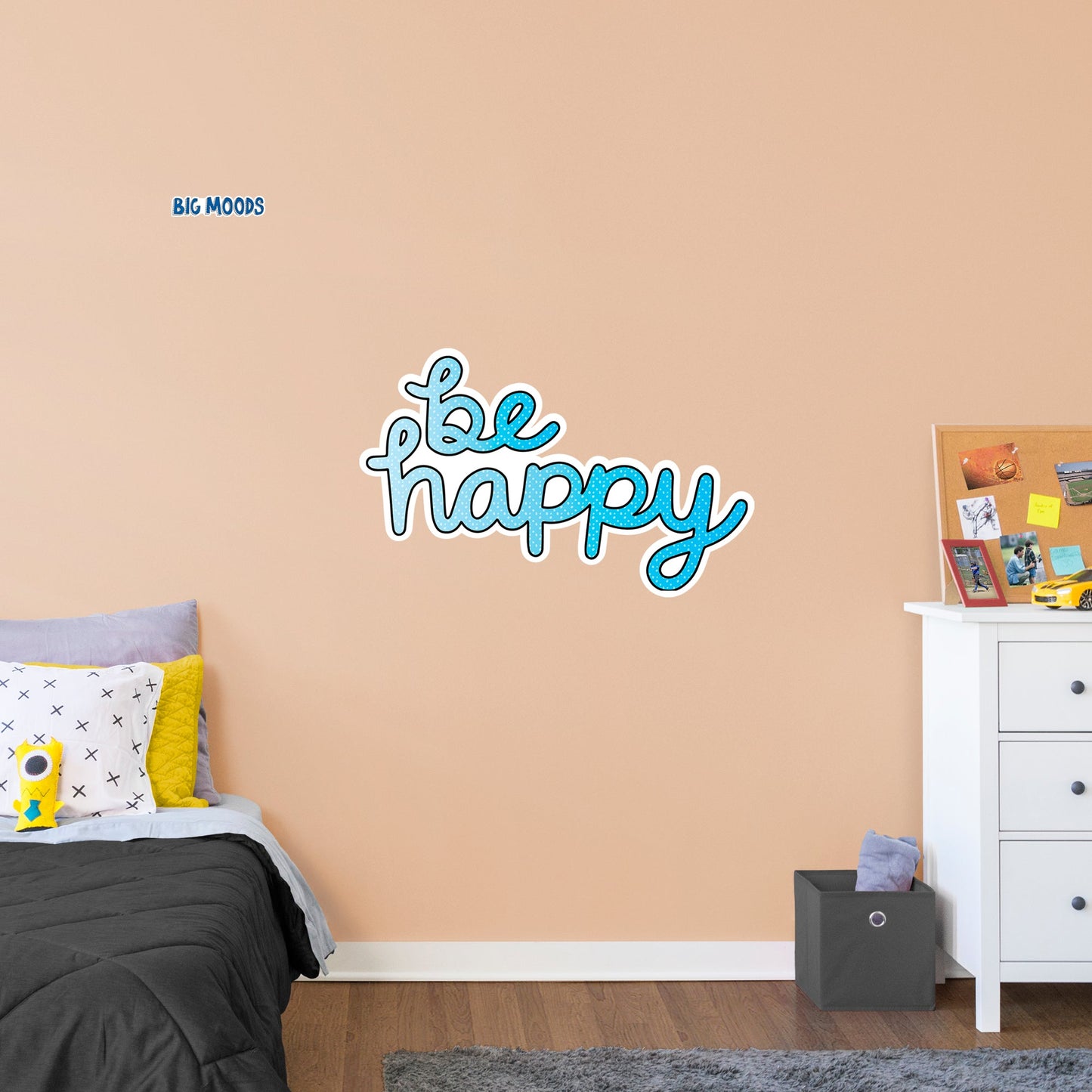 Be Happy (Blue)        - Officially Licensed Big Moods Removable     Adhesive Decal