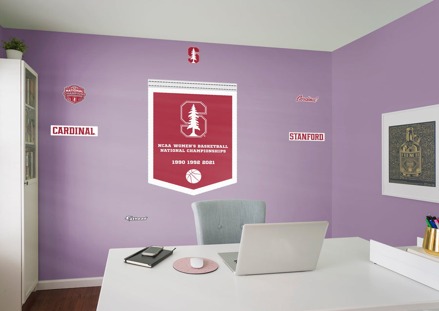Stanford Cardinal 2021 Women's Basketball Championship Banner - RealBig Collection - Official NCAA - Stanford University - Reusable Vinyl Wall Decals